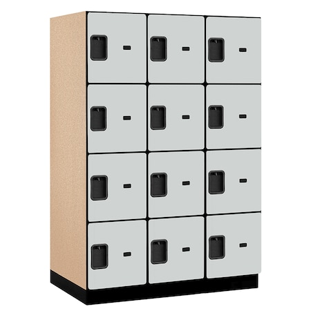 Salsbury Industries 4 Tier Designer Locker, 54"Wx76"Hx24"D, 12 Door, Gray 18-24364GRY